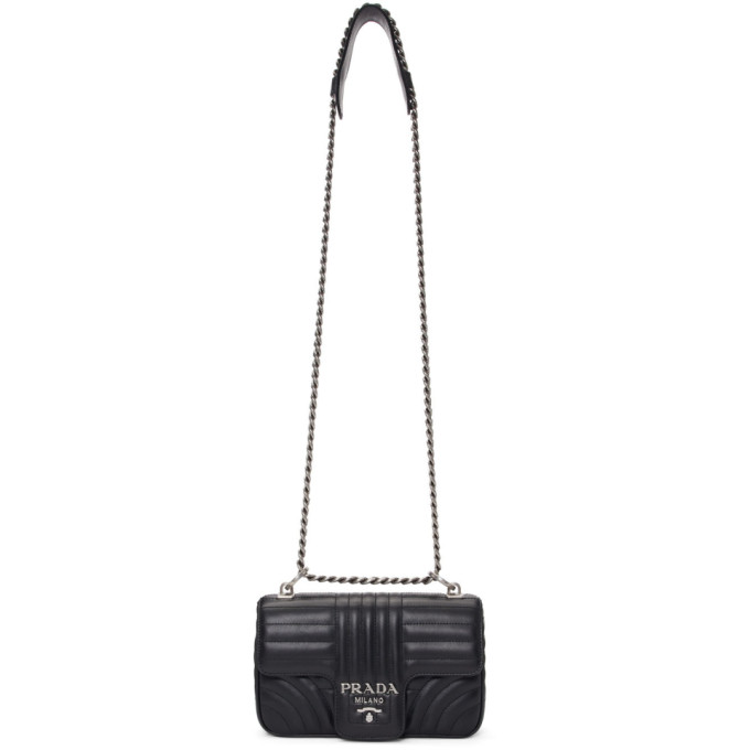 black quilted bag with silver chain strap