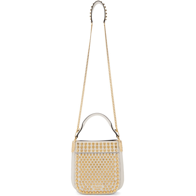 Prada White Small Studded Margit Bag