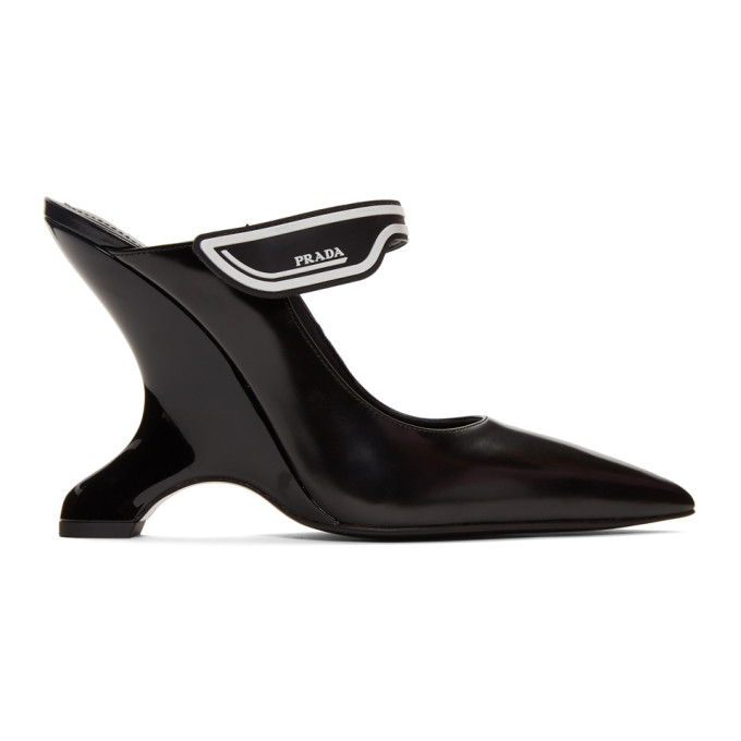Prada Black Spazzolato Mules