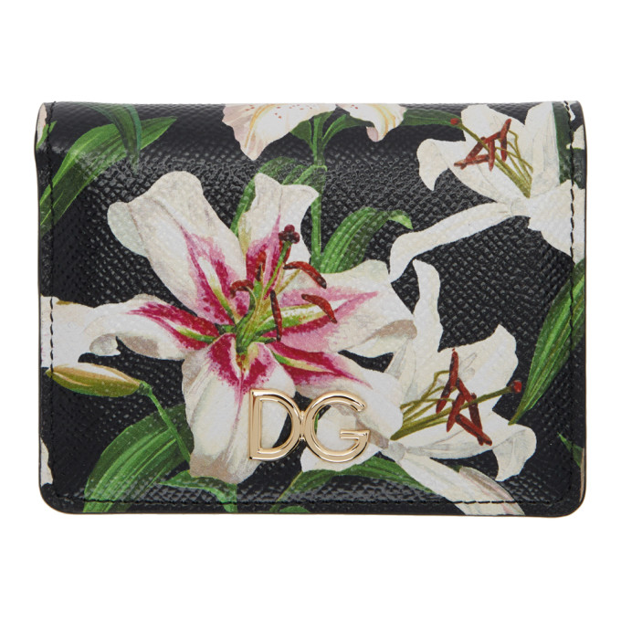 Dolce and Gabbana Black Lily Bifold Wallet