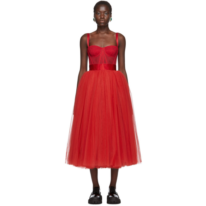 Dolce & Gabbana Dolce And Gabbana Red Tulle Bustier Dress In R2254 Red