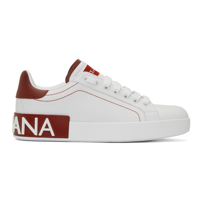 dolce gabbana white red sneakers