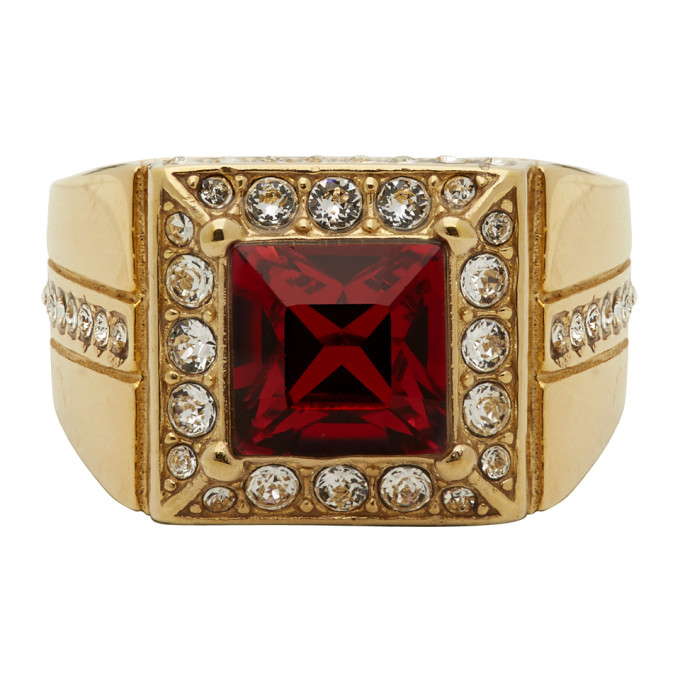 Dolce & Gabbana Dolce And Gabbana Gold And Red Square Ring In R0013 Gold