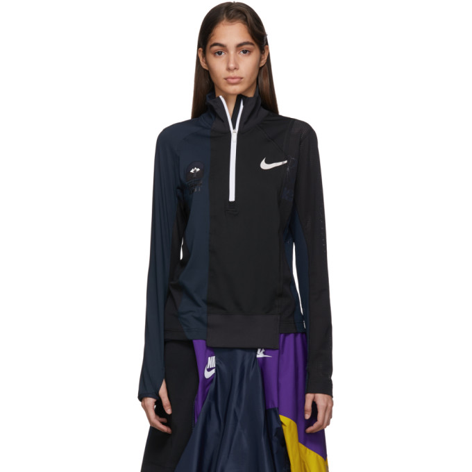 Nike Black And Navy Sacai Edition Nrg Half-zip Running Jacket In 010 Black