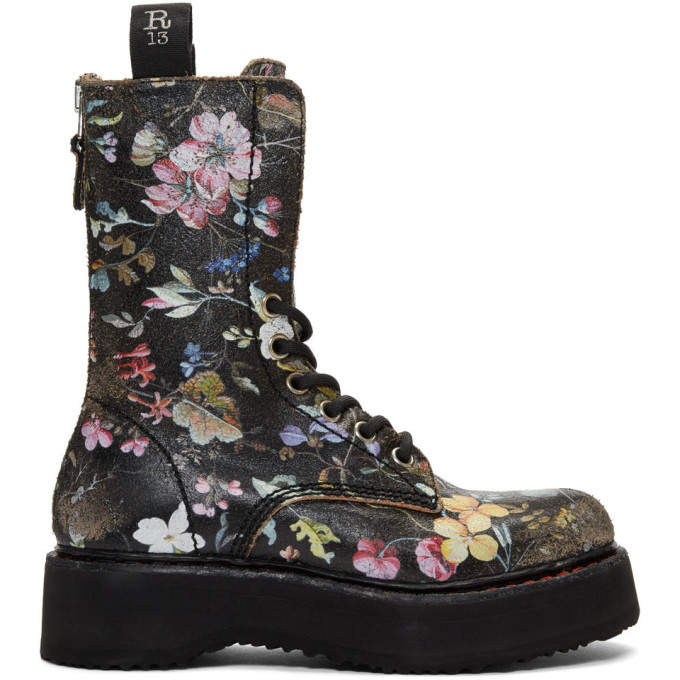 R13 Black Single Stacked Boots