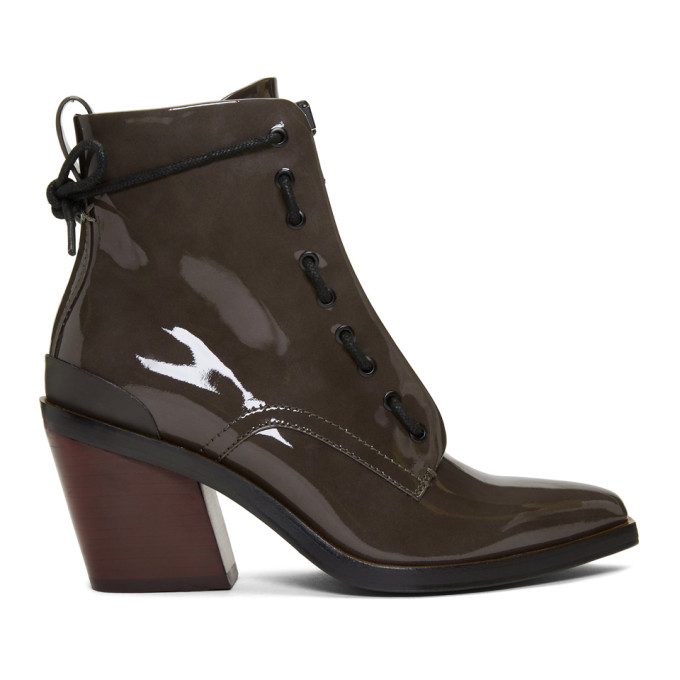 rag and bone Grey Patent Ryder Boots