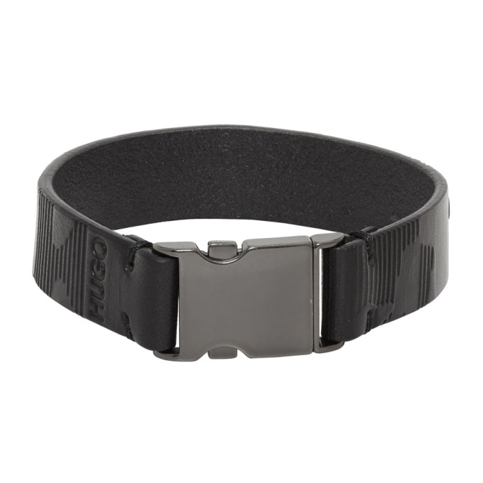 Hugo Black Leather E Camu Bracelet