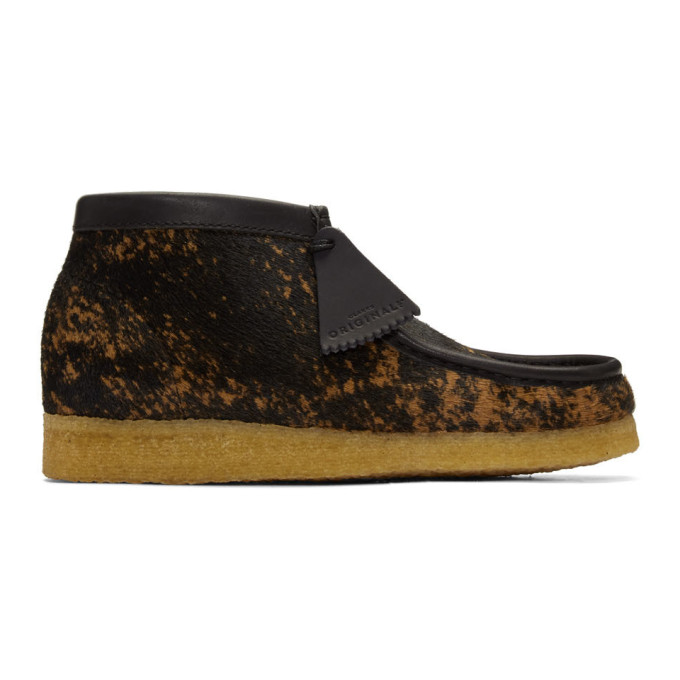 Clarks Originals Black and Brown Pony Hair Tortoiseshell Wallabee Boots