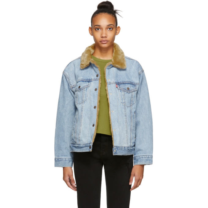 Levis Reversible Indigo Denim Dad Trucker Jacket