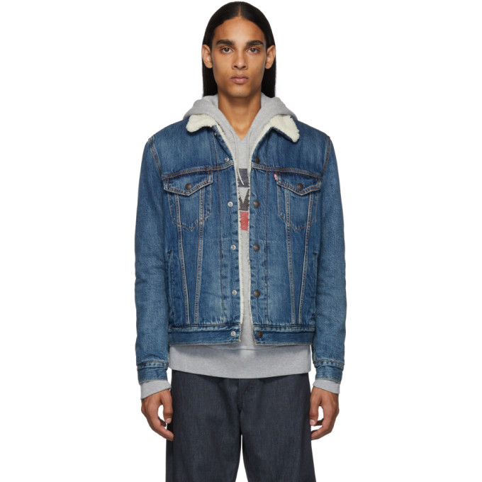 levi's blue sherpa denim jacket