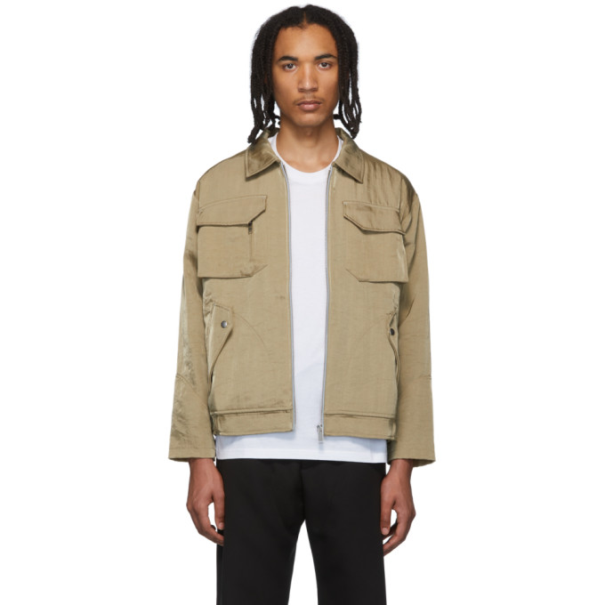 AFFIX AFFIX BEIGE TECHNICAL BOMBER JACKET