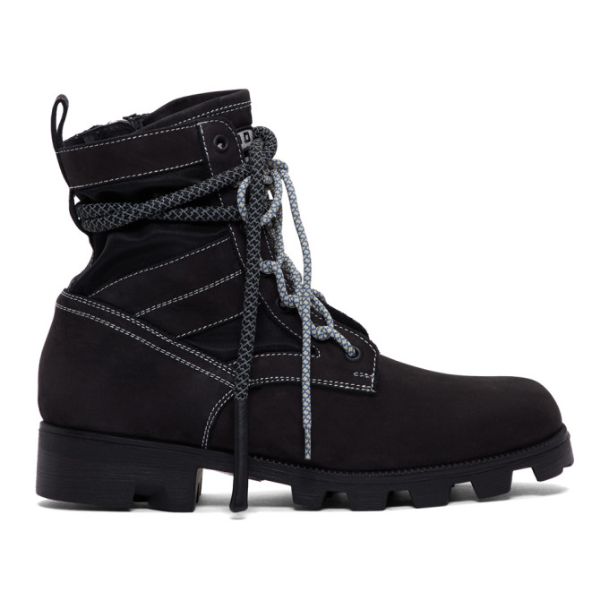 McQ Alexander McQueen Black Exodus Lace-Up Boots
