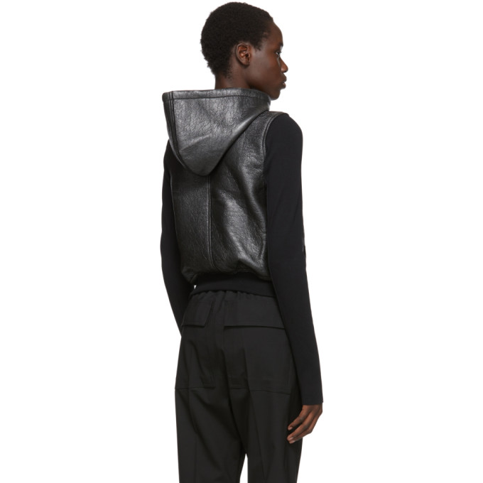 RICK OWENS DRKSHDW RICK OWENS DRKSHDW BLACK FAUX-LEATHER REG HOODIE