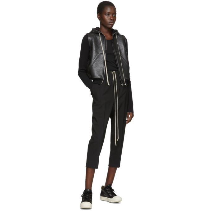 RICK OWENS DRKSHDW RICK OWENS DRKSHDW BLACK FAUX-LEATHER REG HOODIE