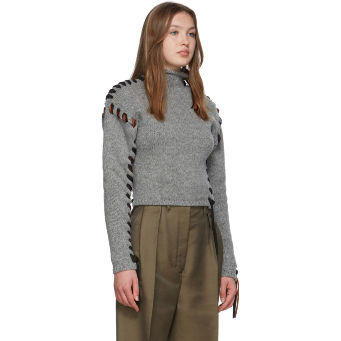ACNE STUDIOS ACNE STUDIOS GREY LACE-UP TURTLENECK
