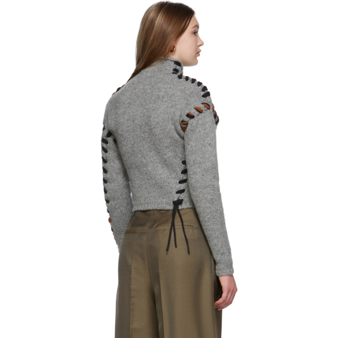ACNE STUDIOS ACNE STUDIOS GREY LACE-UP TURTLENECK