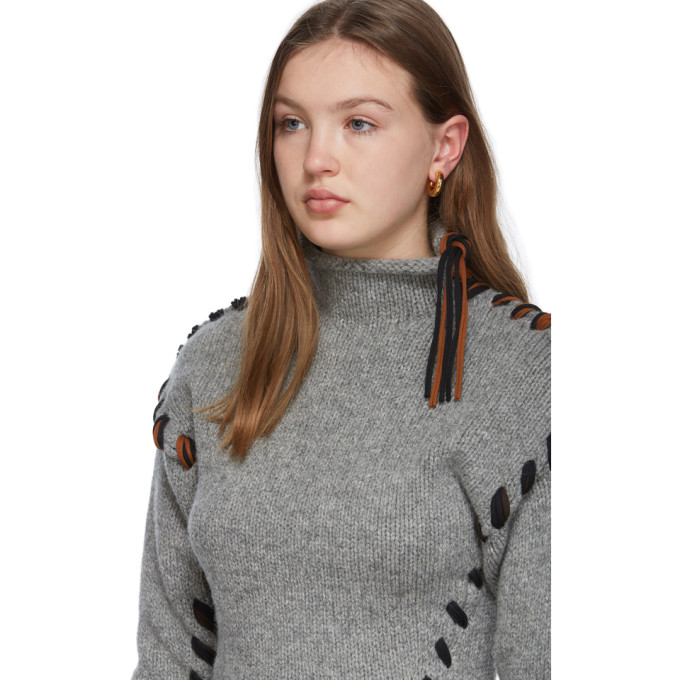 ACNE STUDIOS ACNE STUDIOS GREY LACE-UP TURTLENECK