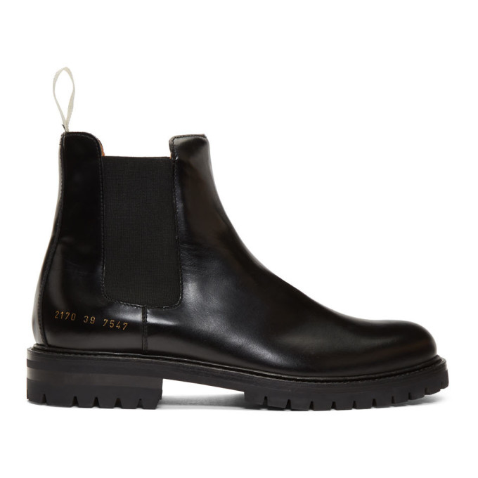 Common Projects Black Polished Chelsea Boots