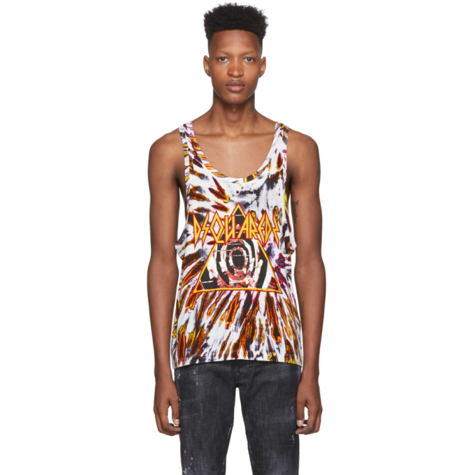 DSQUARED2 DSQUARED2 YELLOW TIE-DYE PRINTED TANK TOP