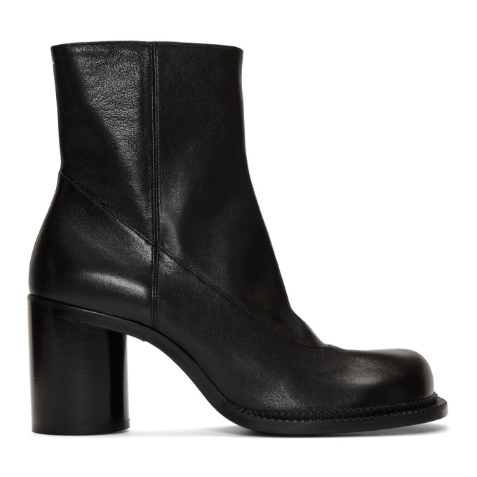 MAISON MARGIELA MAISON MARGIELA BLACK LEATHER ZIP BOOTS