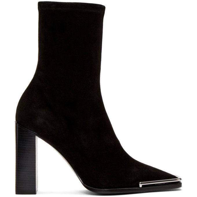 Alexander Wang Black Stretch Suede Mascha Halo Boots