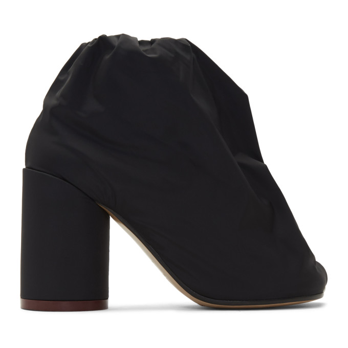 MM6 Maison Margiela Black Nylon Gathered Boots
