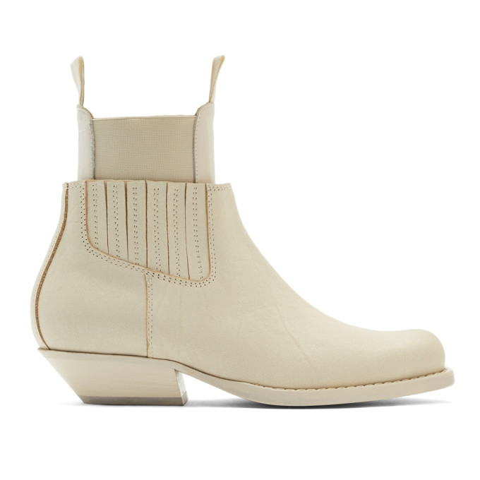 MM6 Maison Margiela Off-White Cut-Out Double Chelsea Boots