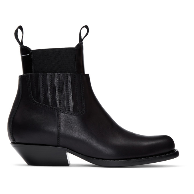 MM6 Maison Margiela Black Cut-Out Double Chelsea Boots