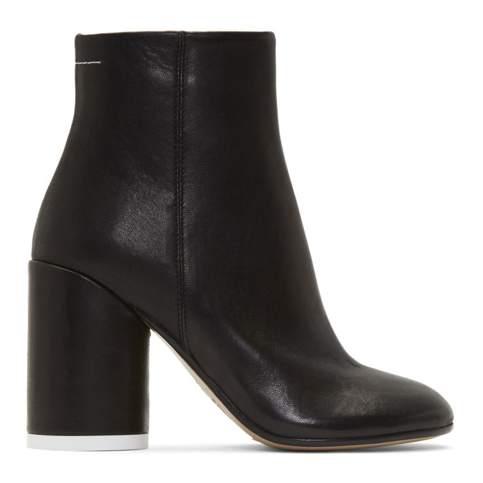 MM6 Maison Margiela Black Leather Ankle Boots