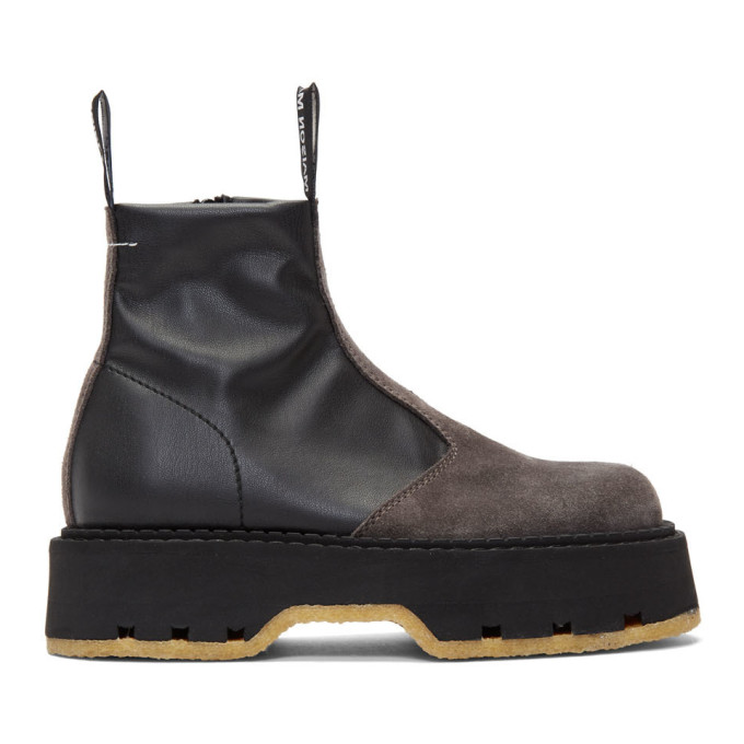 MM6 Maison Margiela Black Pull On Ankle Boots
