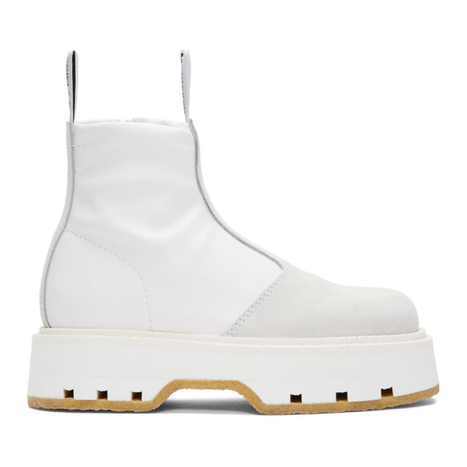 MM6 Maison Margiela White Pull On Ankle Boots