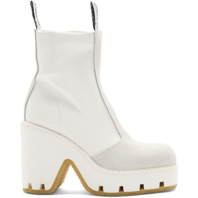 MM6 Maison Margiela White Textured Ankle Boots