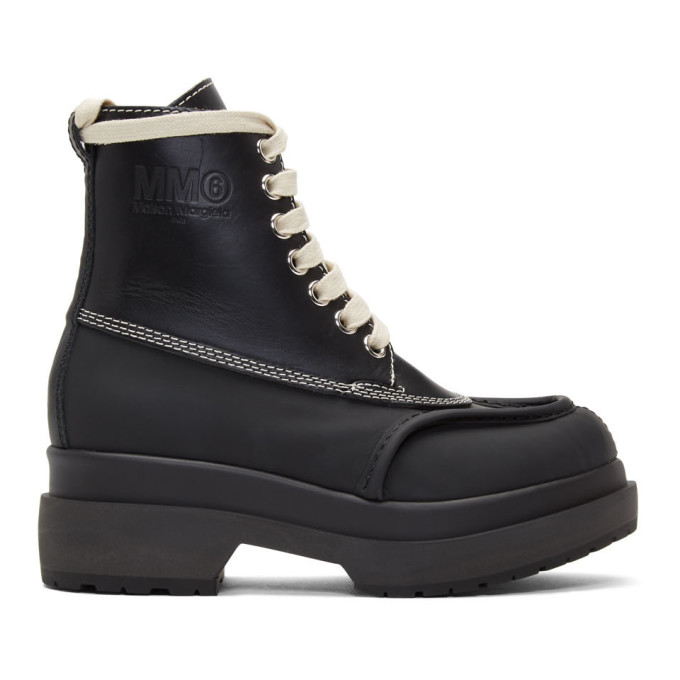 MM6 Maison Margiela Black Mid-Calf Combat Boots