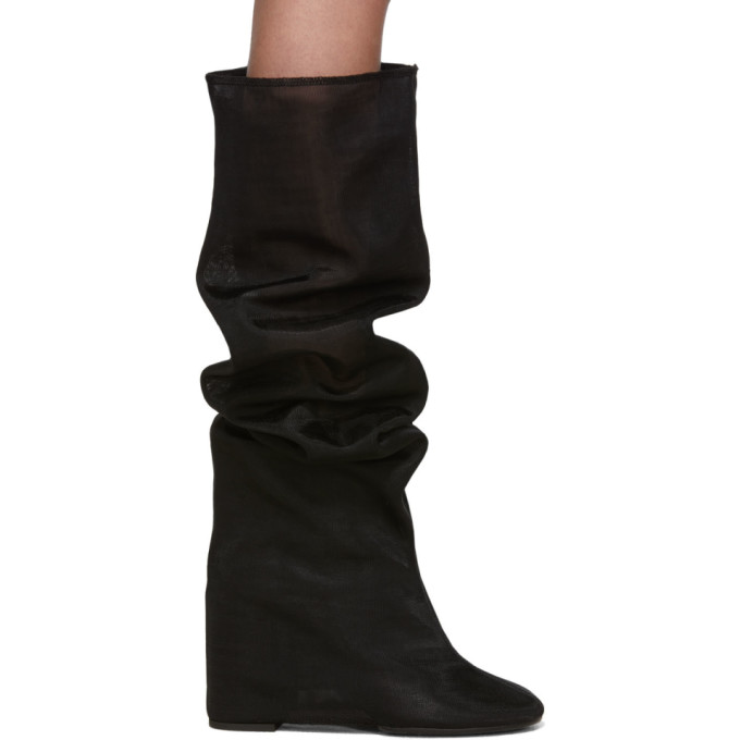 MM6 Maison Margiela Black Mesh Tall Boots