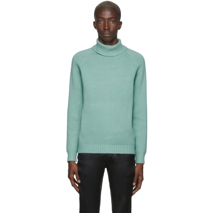 CASABLANCA CASABLANCA BLUE KNIT TURTLENECK