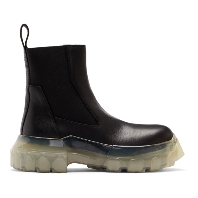 Rick Owens Black and Transparent Bozo Tractor Beetle Boots