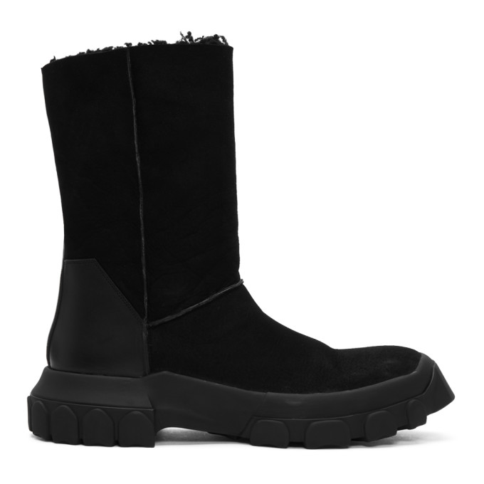 Rick Owens Black Shearling Ankle Boots
