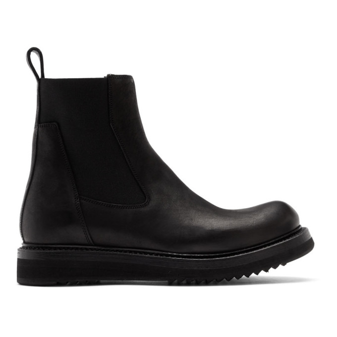 Rick Owens Black Elastic Creeper Chelsea Boots