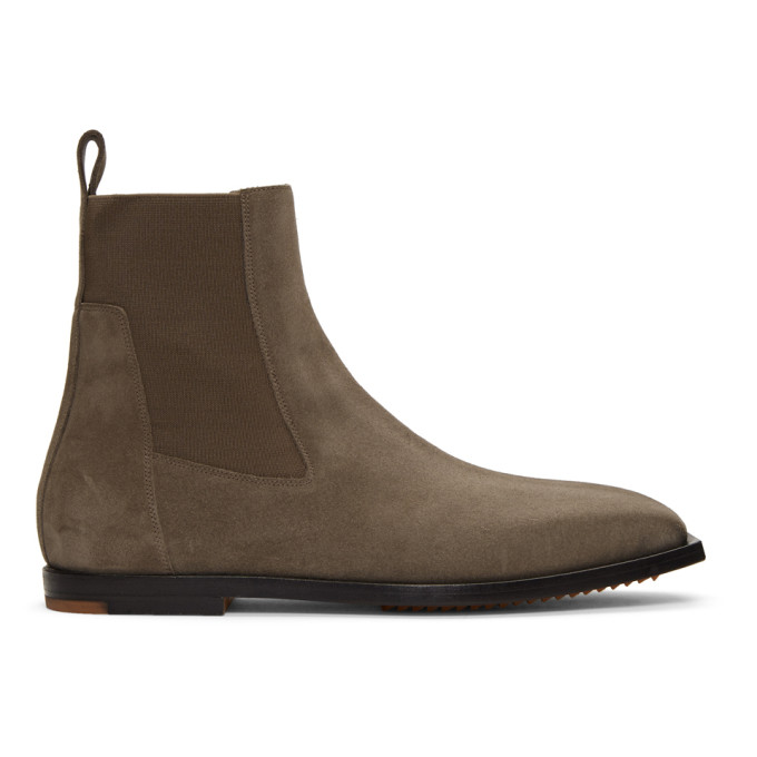 Rick Owens Brown Flat Square Toe Elastic Boots