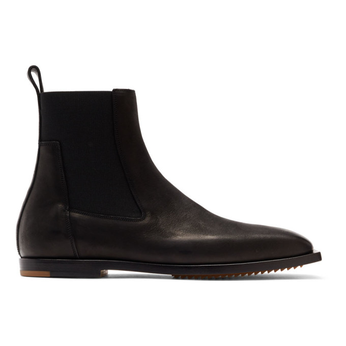 Rick Owens Black Flat Square Toe Chelsea Boots