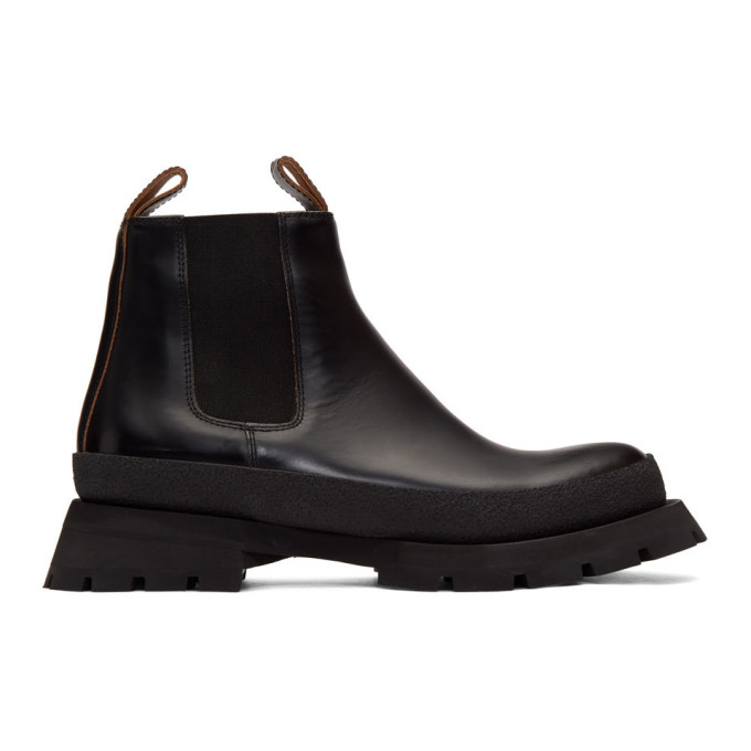 JIL SANDER BLACK RUBBER SOLE BOOTS