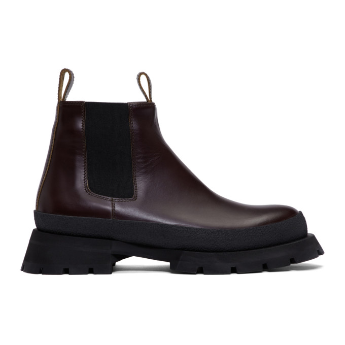 Jil Sander Burgundy Antick Chelsea Boots