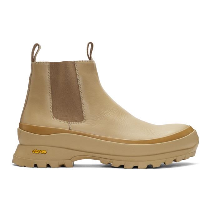 Jil Sander Beige Rubber Sole Chelsea Boots