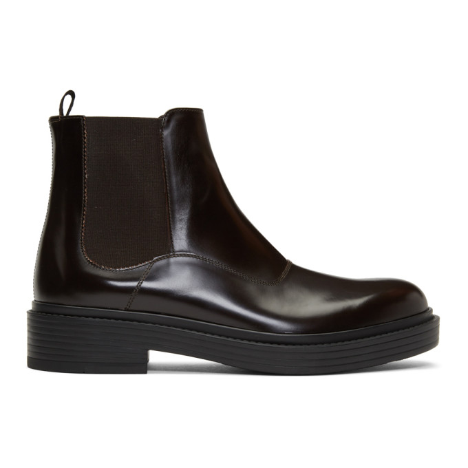 Giorgio Armani Brown Leather Chelsea Boots