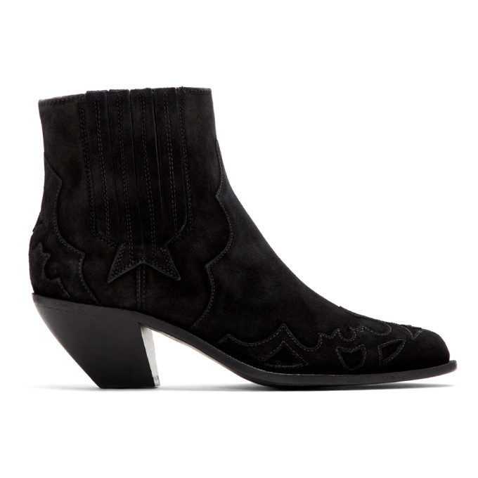 Golden Goose Black Suede Sunset Flower Boots