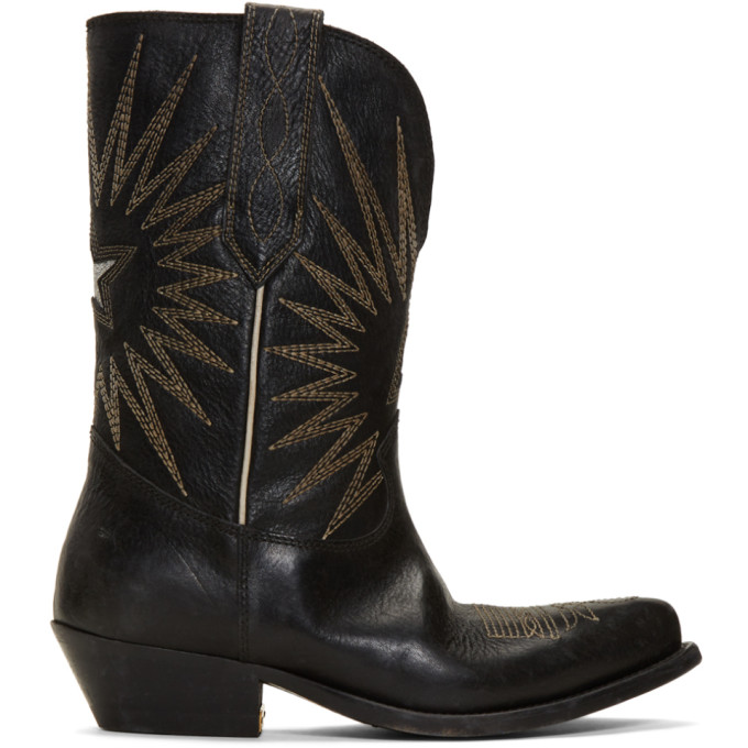Golden Goose Black Wish Star Low Boots