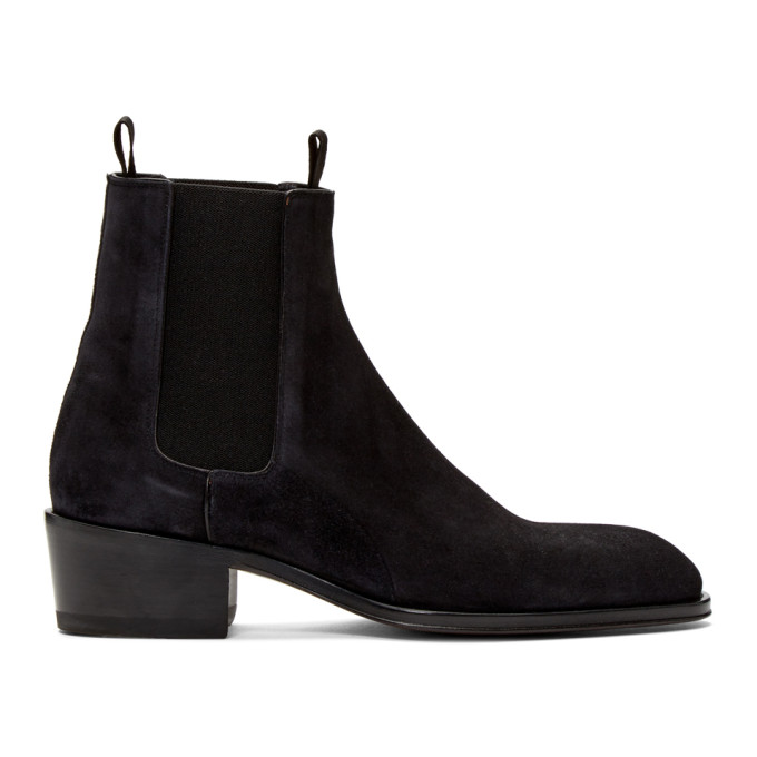 Giuseppe Zanotti Black Suede Atlanta Chelsea Boots