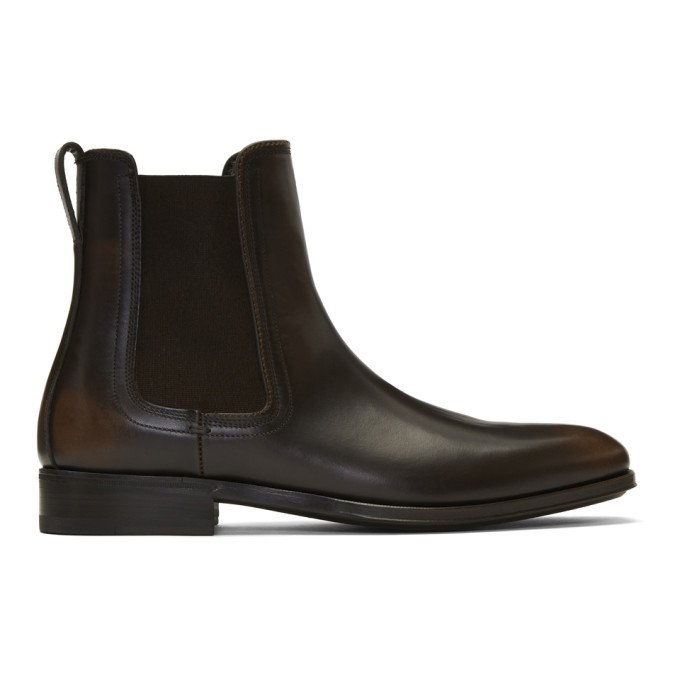Salvatore Ferragamo Brown Darien Chelsea Boots