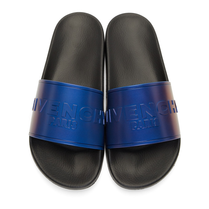 Givenchy Logo Rubber Slides In Black