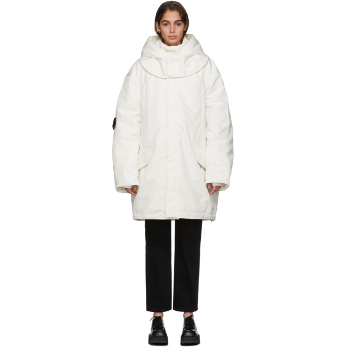 RAF SIMONS RAF SIMONS WHITE TEMPLA EDITION OVERSIZED WADDED SKI COAT